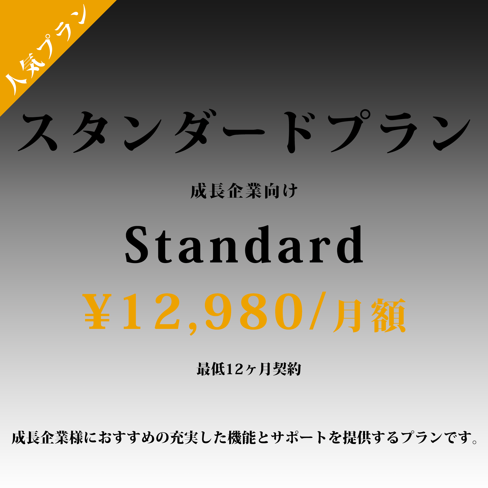 スタンダードプラン　¥12,980/月額
